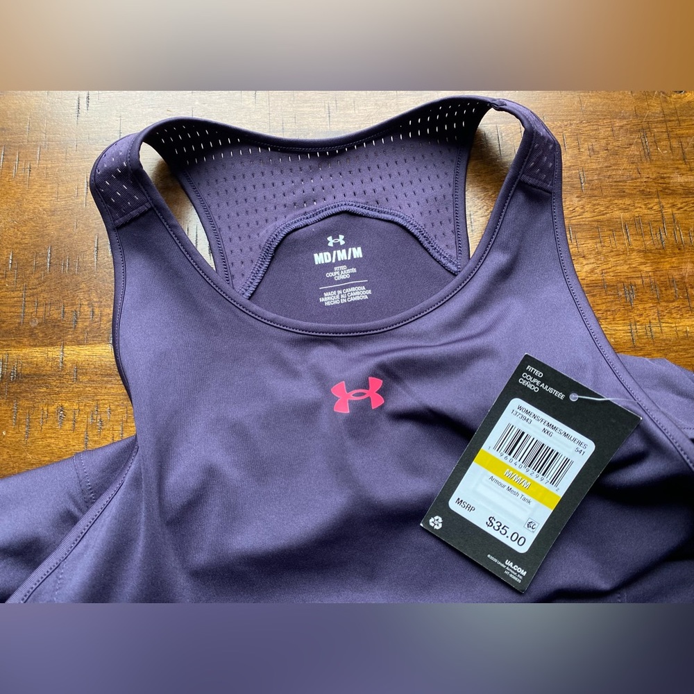 •NWT•Under Armour Women’s Armor Mesh Fitted Tank Top- Tux Purple/Pink Shock - Picture 5 of 13